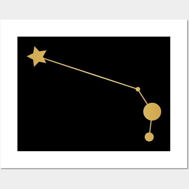 Aries Zodiac Constellation in Gold - Black Wall Art by Kelly Gigi